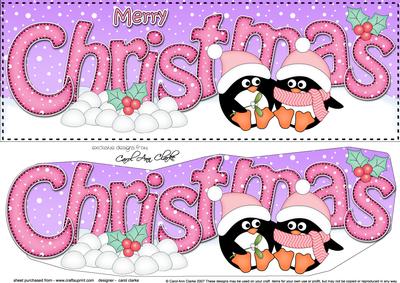 Large Dl Christmas Penguin Love 3D Decoupage
