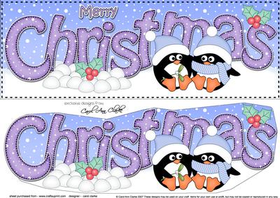 Large Dl Christmas Penguin Love 3D Decoupage