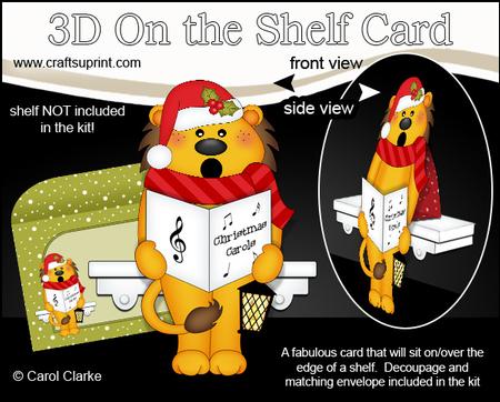 3D on the Shelf Card Kit - Little Christmas Lion