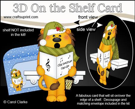 3D on the Shelf Card Kit - Little Christmas Lion