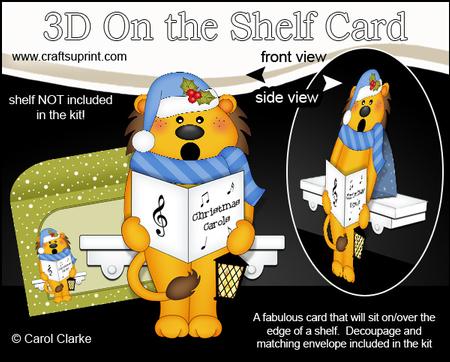 3D on the Shelf Card Kit - Little Christmas Lion