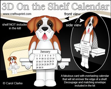 3D on the Shelf Everlasting Calendar Kit - St Bernard Dog