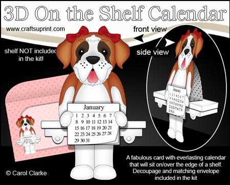 3D on the Shelf Everlasting Calendar Kit - St Bernard Dog