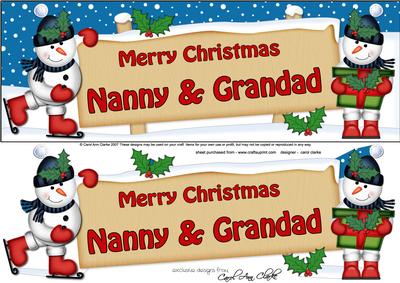 Large Dl Christmas Nanny & Grandad Snowman 3D Decoupage