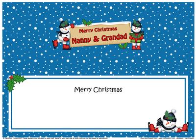 Large Dl Christmas Nanny & Grandad Snowman Insert