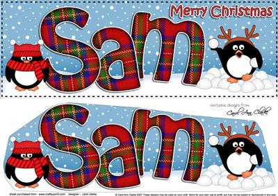 Large Dl Christmas Sam Penguins 3D Decoupage