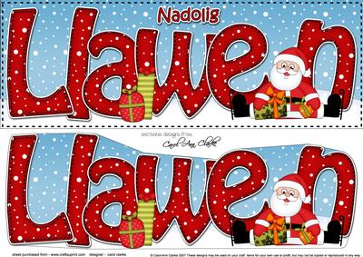 Large Dl Nadolig Llawen Santa 3D Decoupage