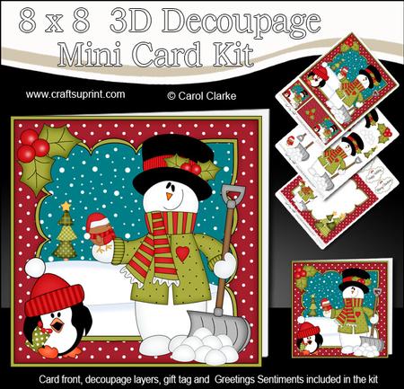 8x8 Christmas Snowman Rio Mini Kit 3D Decoupage