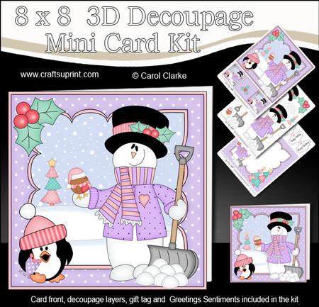 8x8 Christmas Snowman Rio Mini Kit 3D Decoupage