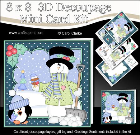 8x8 Christmas Snowman Rio Mini Kit 3D Decoupage