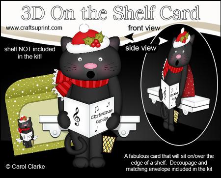 3D on the Shelf Card Kit - Little Christmas Cat Sooty