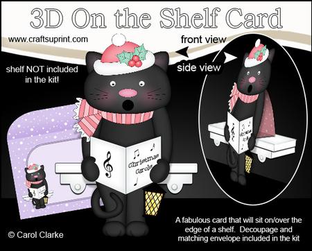 3D on the Shelf Card Kit - Little Christmas Cat Sooty