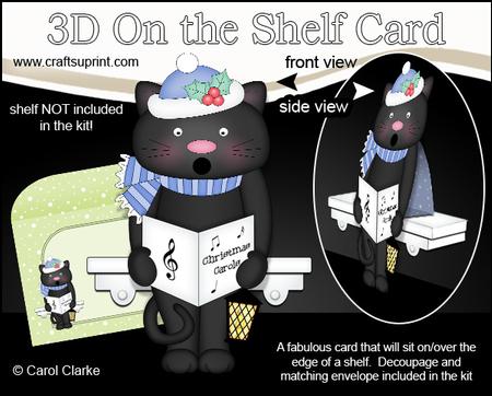 3D on the Shelf Card Kit - Little Christmas Cat Sooty