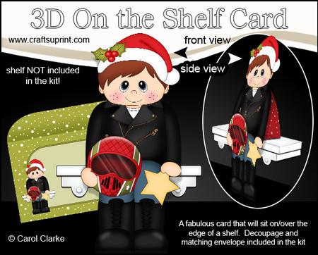 3D on the Shelf Card Kit - Little Christmas Motorbiker