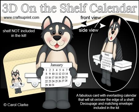 3D on the Shelf Everlasting Calendar Kit - Little Husky Dog