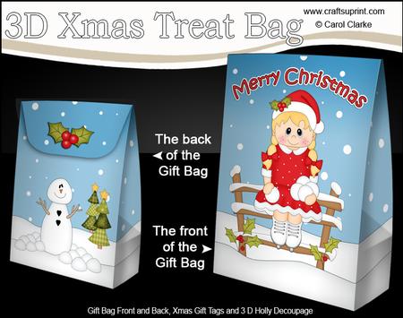 3D Little Christmas Ice Skater Gift Bag Mini Kit