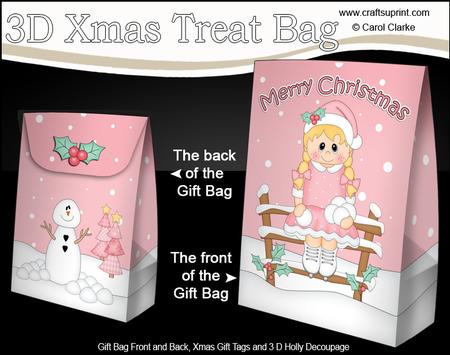 3D Little Christmas Ice Skater Gift Bag Mini Kit