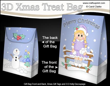 3D Little Christmas Ice Skater Gift Bag Mini Kit
