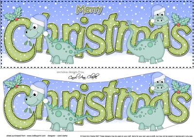 Large Dl Christmas Dinosaurs 3D Decoupage