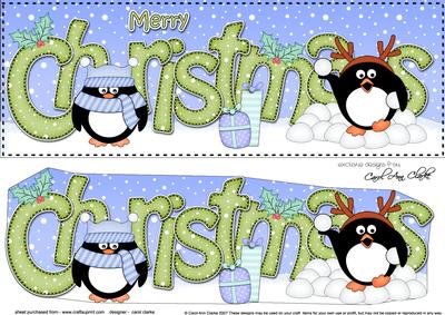 Large Dl Christmas Penguins 3D Decoupage