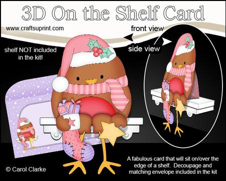 3D on the Shelf Card Kit - Little Christmas Bobbin Robin