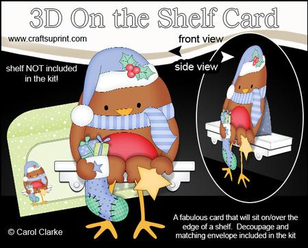 3D on the Shelf Card Kit - Little Christmas Bobbin Robin