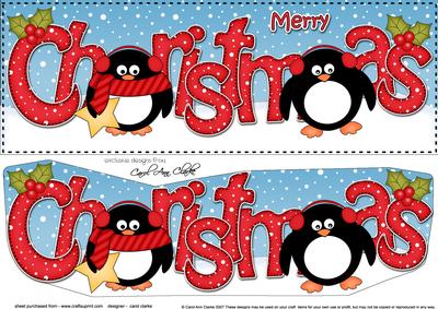 Large Dl Christmas Penguins 3D Decoupage