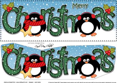 Large Dl Christmas Penguins 3D Decoupage