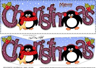 Large Dl Christmas Penguins 3D Decoupage