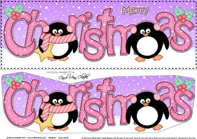 Large Dl Christmas Penguins 3D Decoupage