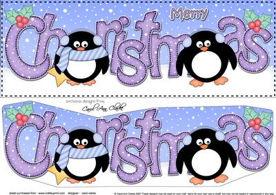 Large Dl Christmas Penguins 3D Decoupage