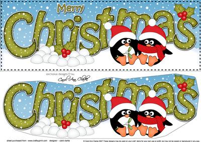 Large Dl Christmas Penguin Love 3D Decoupage