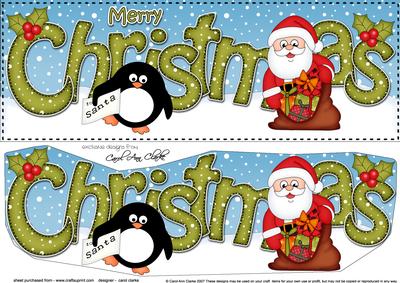 Large Dl Christmas Santa & Penguin 3D Decoupage