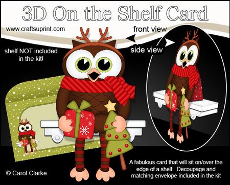 3D on the Shelf Card Kit - Christmas Little Hoot Owl