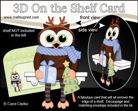 3D on the Shelf Card Kit - Christmas Little Hoot Owl