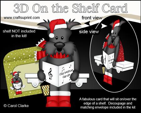 3D on the Shelf Card Kit - Little Christmas Scottie Dog
