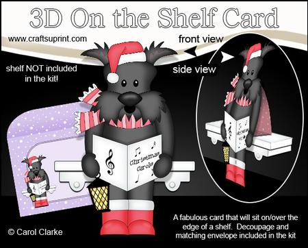 3D on the Shelf Card Kit - Little Christmas Scottie Dog