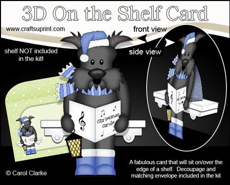 3D on the Shelf Card Kit - Little Christmas Scottie Dog