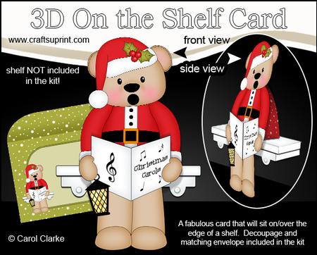 3D on the Shelf Card Kit - Little Christmas Livvy Bear