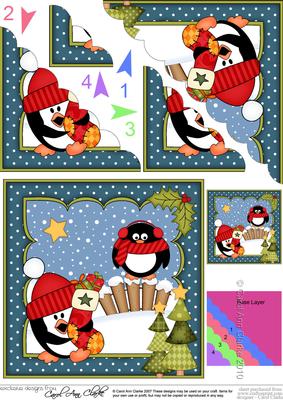 Christmas Pip Penguin's Stocking Scallop Corner
