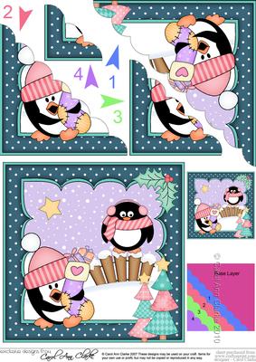 Christmas Pip Penguin's Stocking Scallop Corner
