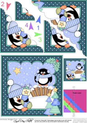 Christmas Pip Penguin's Stocking Scallop Corner