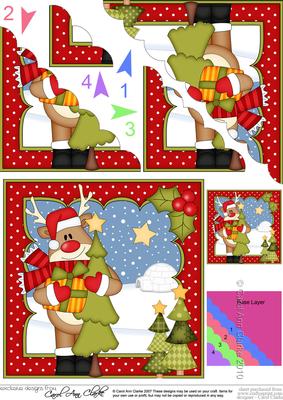 Christmas Rudolph's Tree Scallop Corner Topper