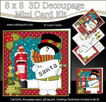 8x8 Christmas Snowman Rio's Santa Letter Mini Kit Decoupage