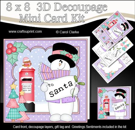 8x8 Christmas Snowman Rio's Santa Letter Mini Kit Decoupage