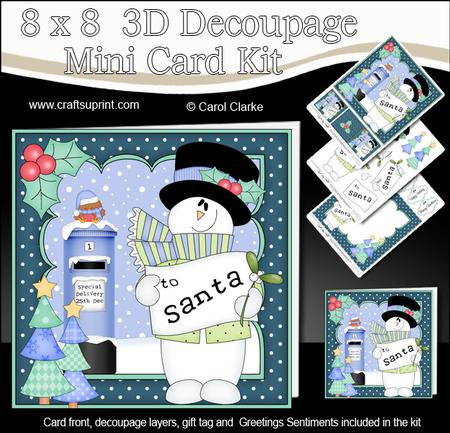 8x8 Christmas Snowman Rio's Santa Letter Mini Kit Decoupage