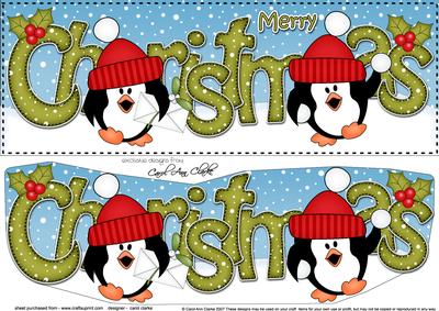 Large Dl Christmas Penguins 3D Decoupage