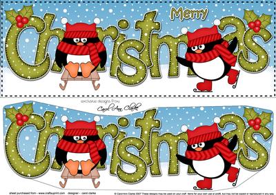 Large Dl Christmas Penguins 3D Decoupage