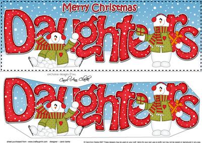 Large Dl Christmas Daughters Snowmen 3D Decoupage