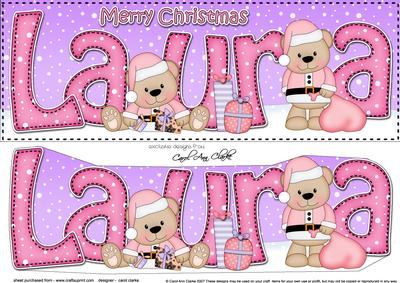 Large Dl Christmas Laura Livvy Bear 3D Decoupage